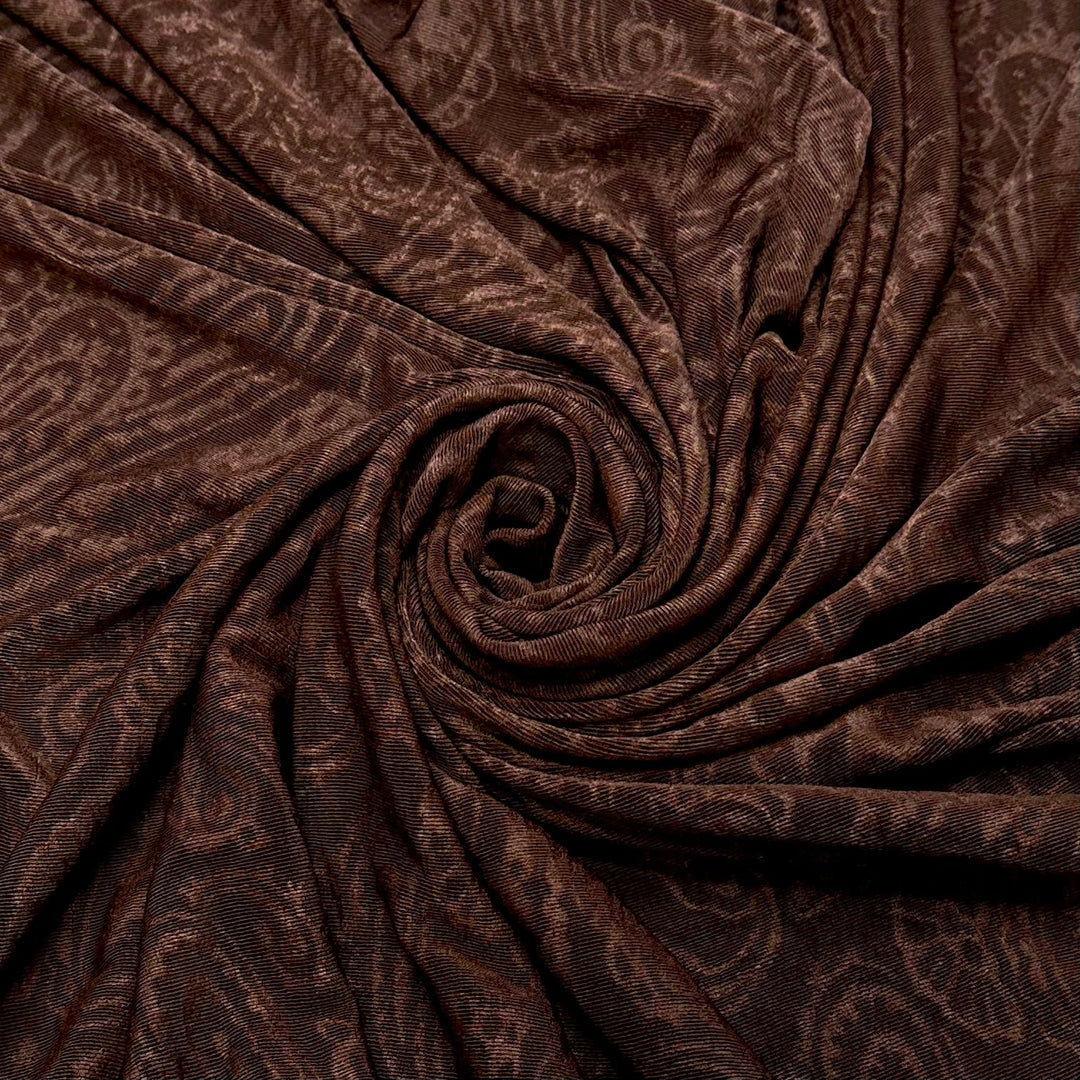 Petrified Wood - Polyester Blend Knit - Brown Paisley - 1.15M Bundle - True Deadstock fabric Fabric by private - Sustainable Textile | FABCYCLE