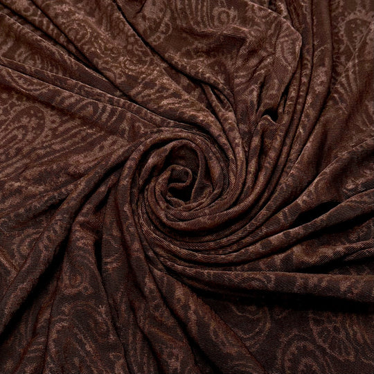 Petrified Wood - Polyester Blend Knit - Brown Paisley - 1.15M Bundle - True Deadstock fabric Fabric by private - Sustainable Textile | FABCYCLE
