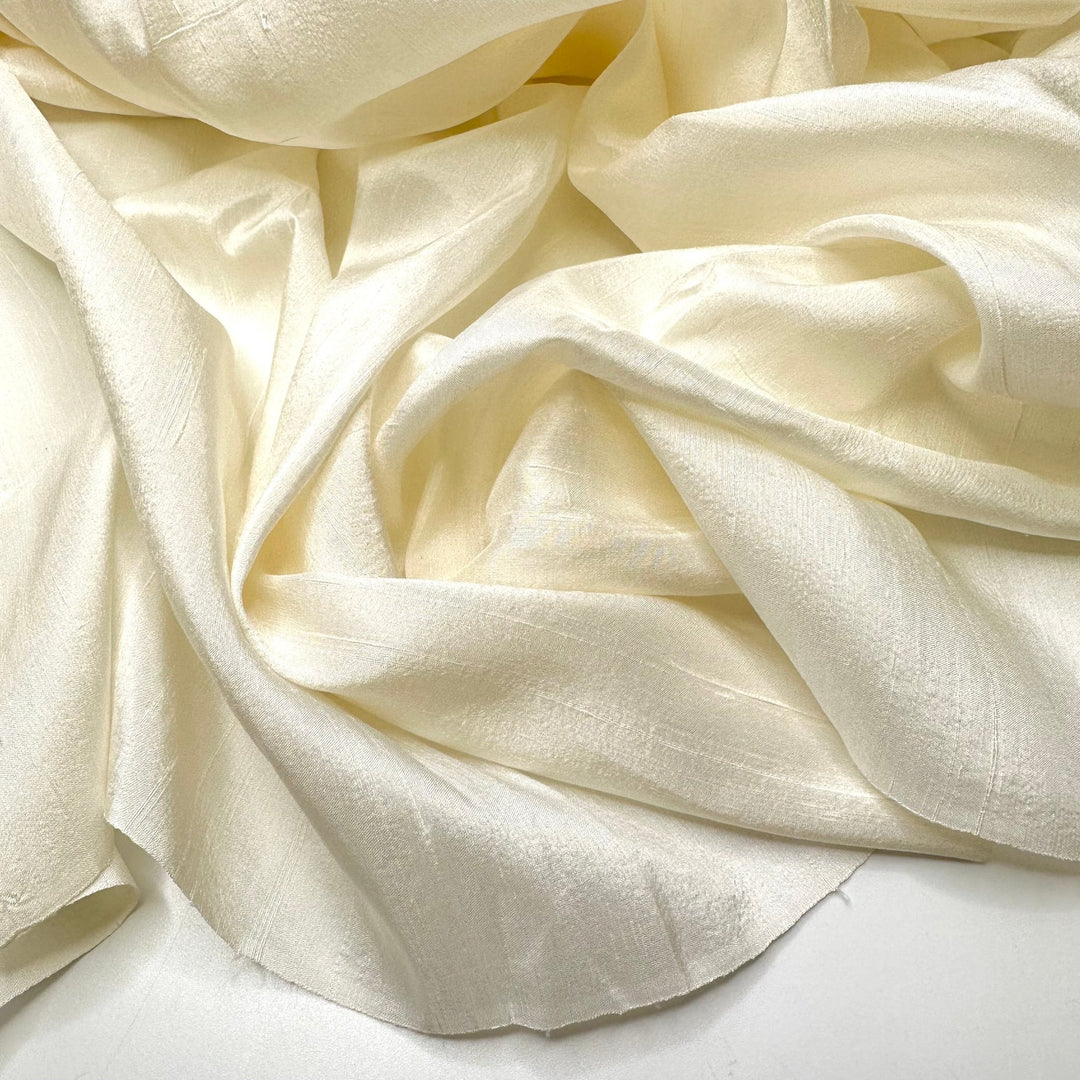 Phantom Seductress - Slub In The Weave Satin Silk Blend Woven - Cream - 3.6M Bundle - True Deadstock fabric Fabric by private - Sustainable Textile | FABCYCLE