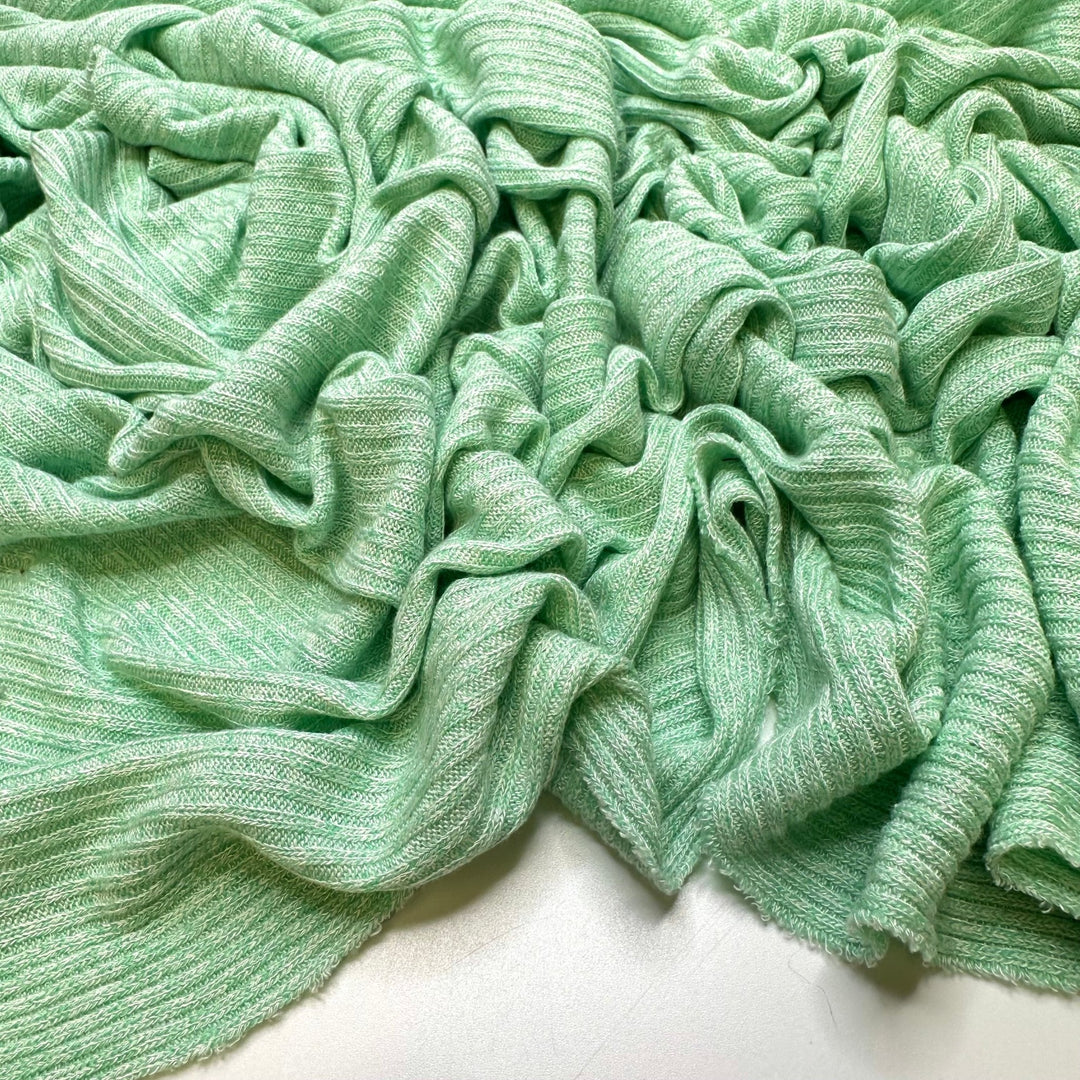 Photo Booth - Rib Knit Cotton/Poly Knit - Light Green - 1M Bundle - True Deadstock fabric Fabric by private - Sustainable Textile | FABCYCLE