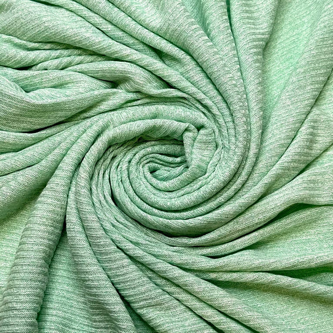 Photo Booth - Rib Knit Cotton/Poly Knit - Light Green - 1M Bundle - True Deadstock fabric Fabric by private - Sustainable Textile | FABCYCLE