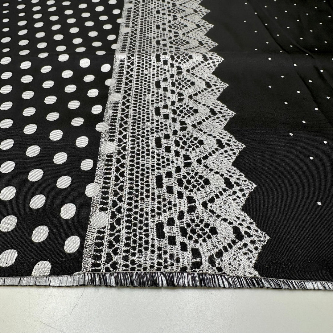 Picking A Theme - Polyester Blend Woven - Black/White Polka Dots - 1.15M Bundle - True Deadstock fabric Fabric by private - Sustainable Textile | FABCYCLE