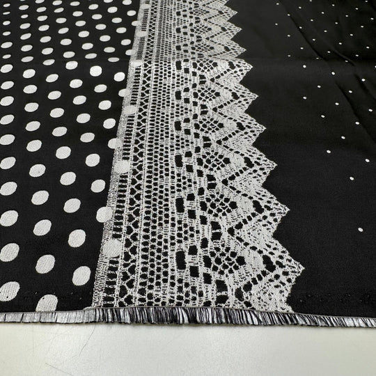 Picking A Theme - Polyester Blend Woven - Black/White Polka Dots - 1.15M Bundle - True Deadstock fabric Fabric by private - Sustainable Textile | FABCYCLE