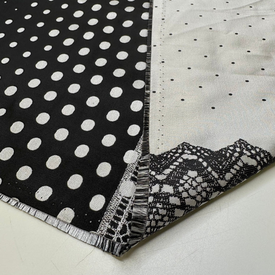 Picking A Theme - Polyester Blend Woven - Black/White Polka Dots - 1.15M Bundle - True Deadstock fabric Fabric by private - Sustainable Textile | FABCYCLE