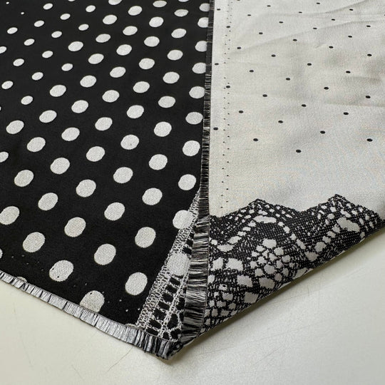 Picking A Theme - Polyester Blend Woven - Black/White Polka Dots - 1.15M Bundle - True Deadstock fabric Fabric by private - Sustainable Textile | FABCYCLE