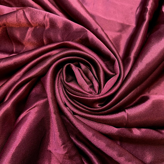 Picking Out A Wine - Satin Polyester Blend Woven - Burgundy - 1M Bundle - True Deadstock fabric Fabric by private - Sustainable Textile | FABCYCLE