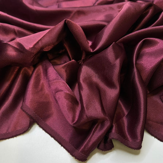 Picking Out A Wine - Satin Polyester Blend Woven - Burgundy - 1M Bundle - True Deadstock fabric Fabric by private - Sustainable Textile | FABCYCLE