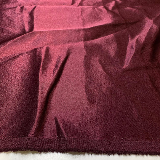 Picking Out A Wine - Satin Polyester Blend Woven - Burgundy - 1M Bundle - True Deadstock fabric Fabric by private - Sustainable Textile | FABCYCLE