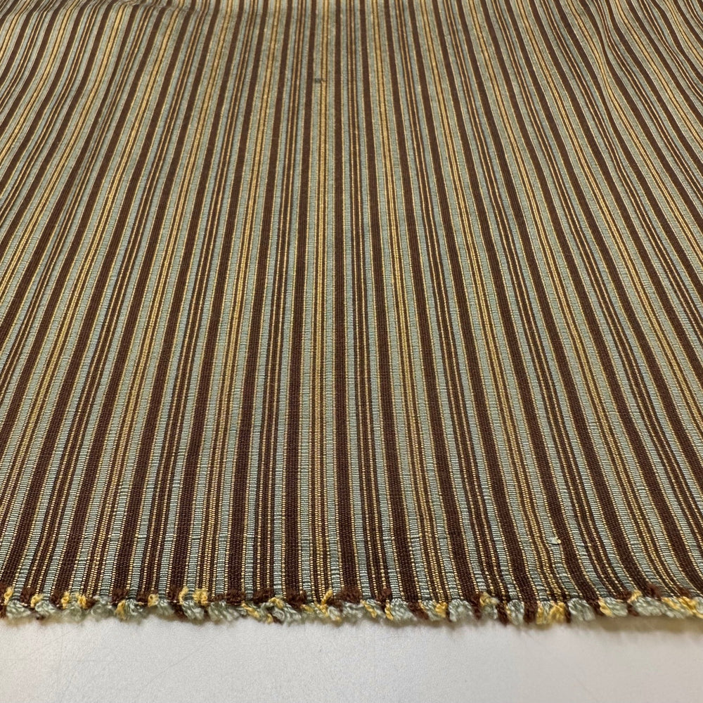 Picking Out Groomsmen Tuxes - Cotton Blend Woven - Blue/Brown Stripes - 1.55M Bundle - True Deadstock fabric Fabric by private - Sustainable Textile | FABCYCLE