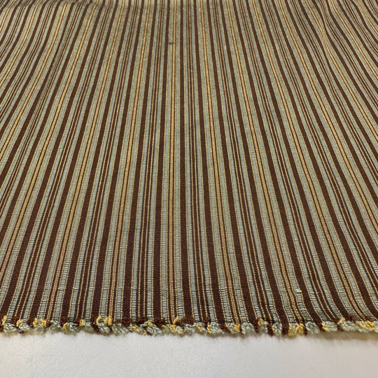 Picking Out Groomsmen Tuxes - Cotton Blend Woven - Blue/Brown Stripes - 1.55M Bundle - True Deadstock fabric Fabric by private - Sustainable Textile | FABCYCLE