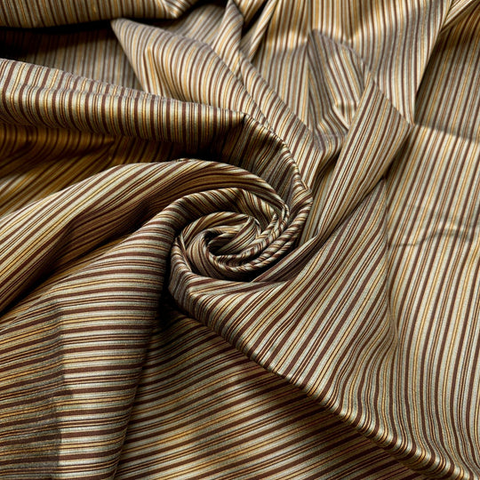 Picking Out Groomsmen Tuxes - Cotton Blend Woven - Blue/Brown Stripes - 1.55M Bundle - True Deadstock fabric Fabric by private - Sustainable Textile | FABCYCLE