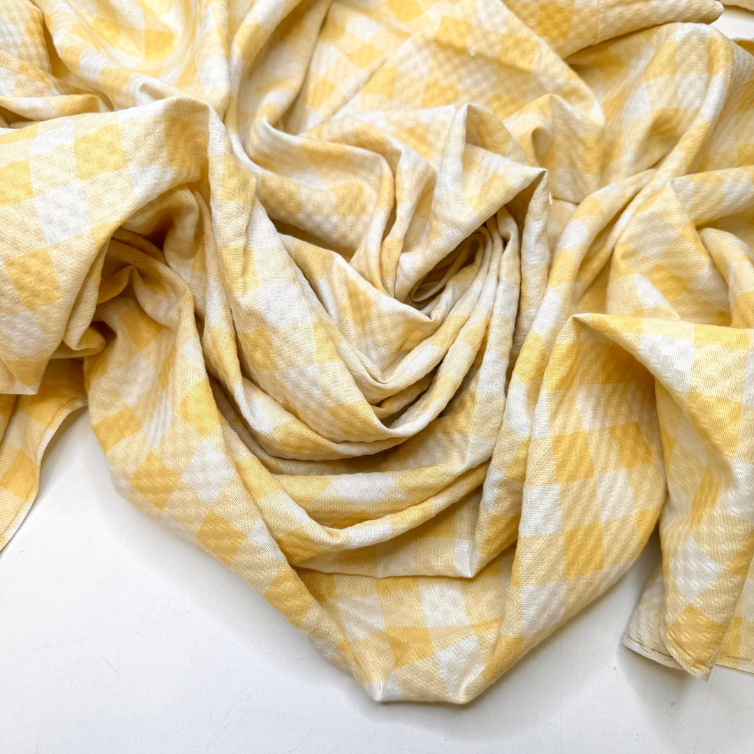 Picnic Bag - Polyester Blend Woven - Yellow/Cream Gingham - 2.1M Bundle - True Deadstock fabric Fabric by private - Sustainable Textile | FABCYCLE