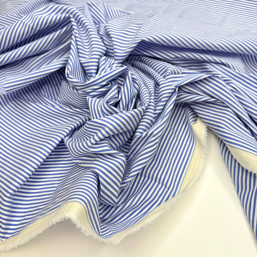 Picnic Couture - Poplin Cotton/Nylon Woven - Blue/White Stripes - 0.9M Bundle - True Deadstock fabric Fabric by private - Sustainable Textile | FABCYCLE