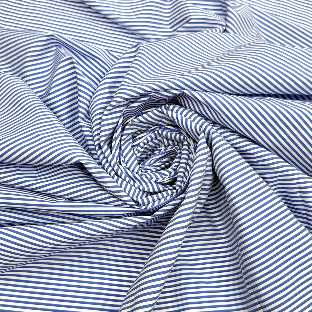 Picnic Couture - Poplin Cotton/Nylon Woven - Blue/White Stripes - 0.9M Bundle - True Deadstock fabric Fabric by private - Sustainable Textile | FABCYCLE