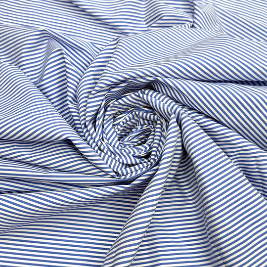 Picnic Couture - Poplin Cotton/Nylon Woven - Blue/White Stripes - 0.9M Bundle - True Deadstock fabric Fabric by private - Sustainable Textile | FABCYCLE