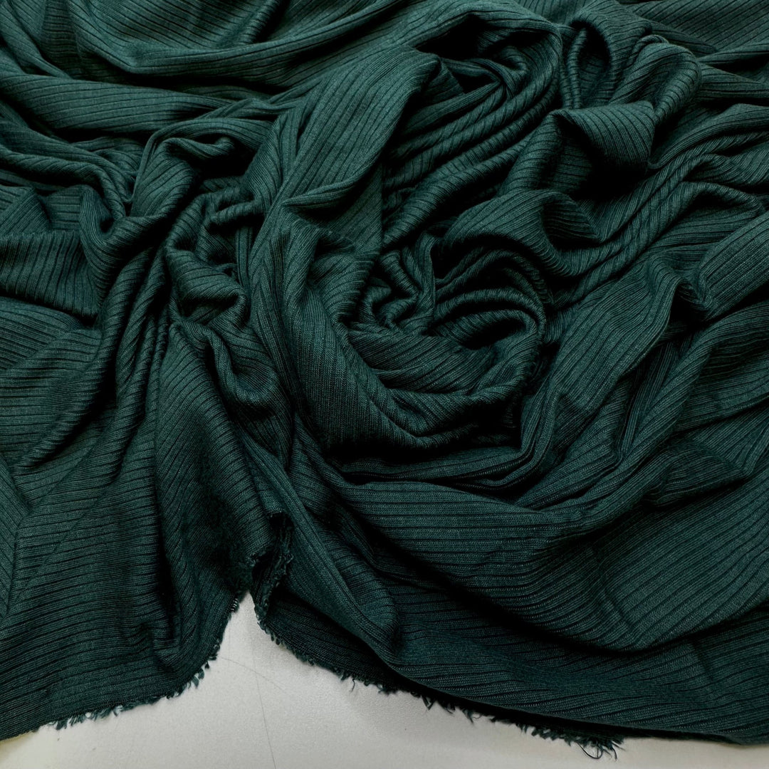 Picnic In The Woods - Rib Knit Tencel/Spandex Knit - Dark Green - 2.85M Bundle - True Deadstock fabric Fabric by private - Sustainable Textile | FABCYCLE