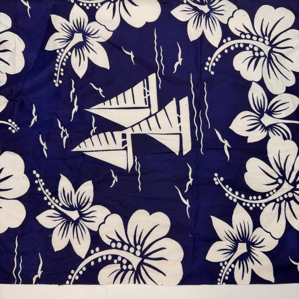 Picnic On The Beach - Cotton Woven - White/Navy Floral - 2.65M Bundle - True Deadstock fabric Fabric by private - Sustainable Textile | FABCYCLE
