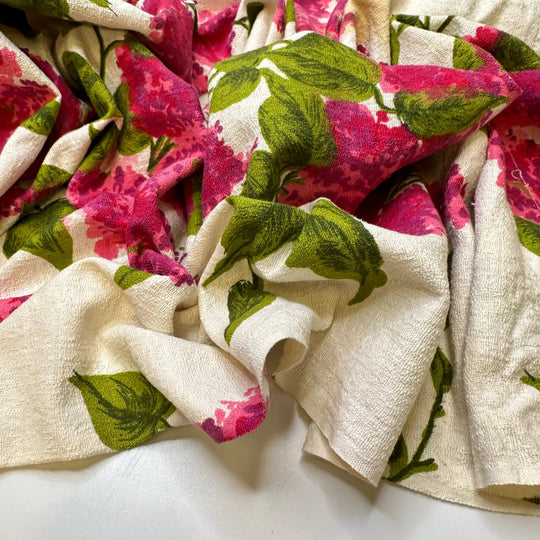 Pink Lilac Scent - Slub Cotton Woven - White/Pink Floral - 1.9M Bundle - True Deadstock fabric Fabric by private - Sustainable Textile | FABCYCLE