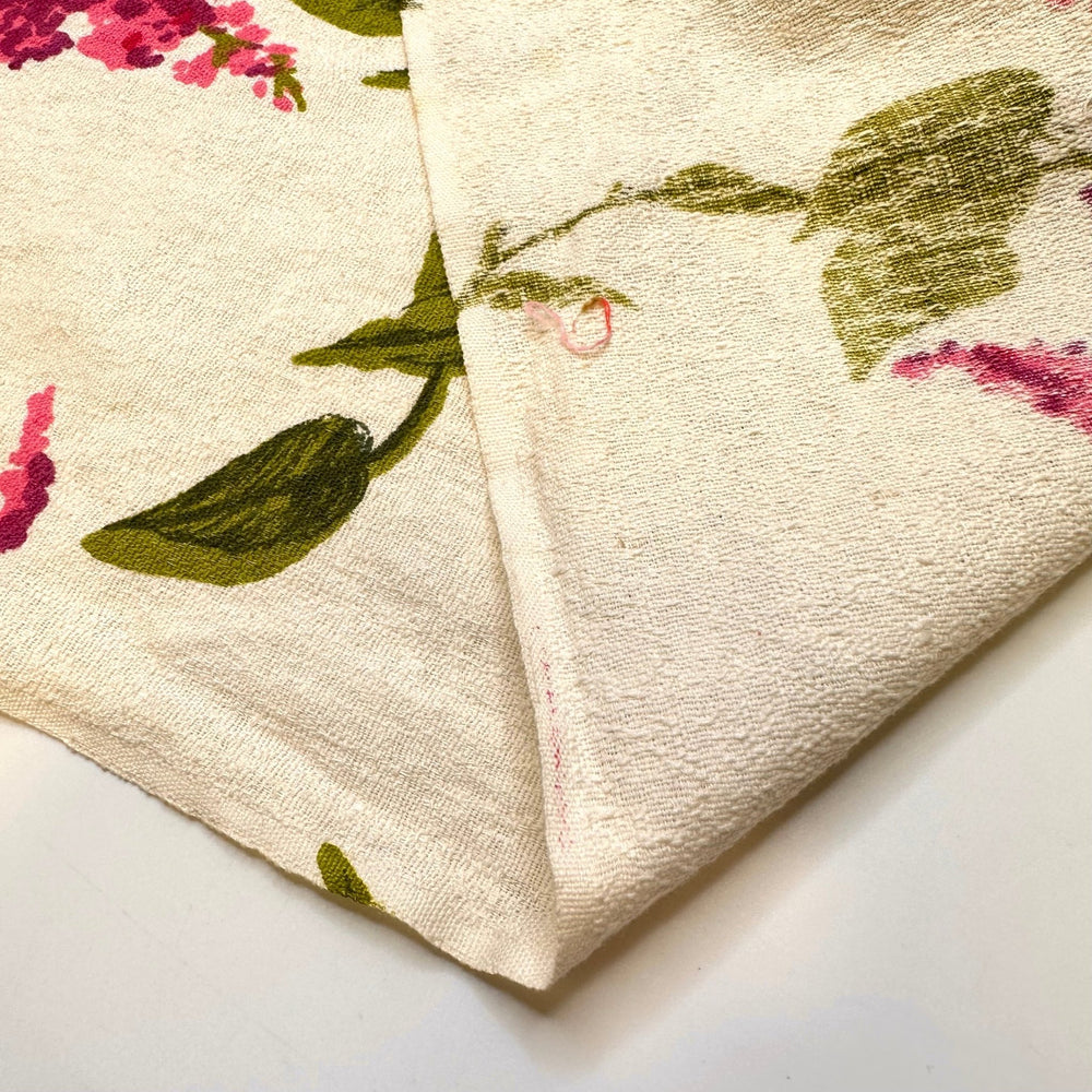 Pink Lilac Scent - Slub Cotton Woven - White/Pink Floral - 1.9M Bundle - True Deadstock fabric Fabric by private - Sustainable Textile | FABCYCLE