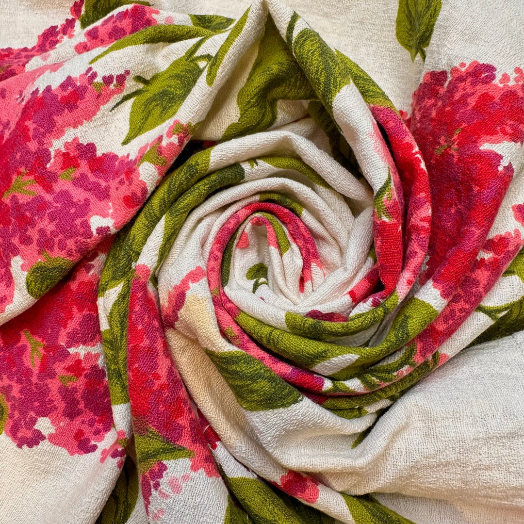 Pink Lilac Scent - Slub Cotton Woven - White/Pink Floral - 1.9M Bundle - True Deadstock fabric Fabric by private - Sustainable Textile | FABCYCLE