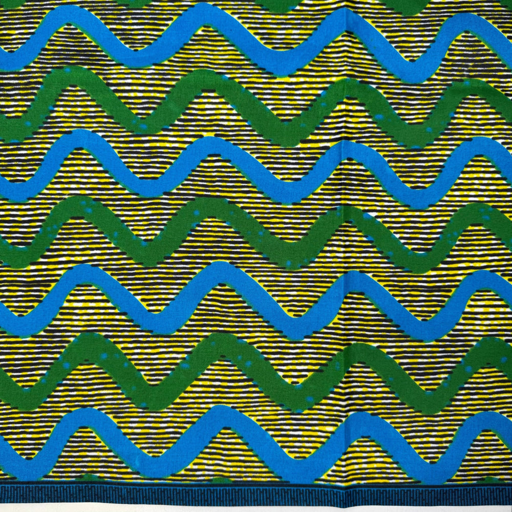 Pinking Shears - Batik Cotton Woven - Blue/Yellow Geometric - 0.85M Bundle - True Deadstock fabric Fabric by private - Sustainable Textile | FABCYCLE