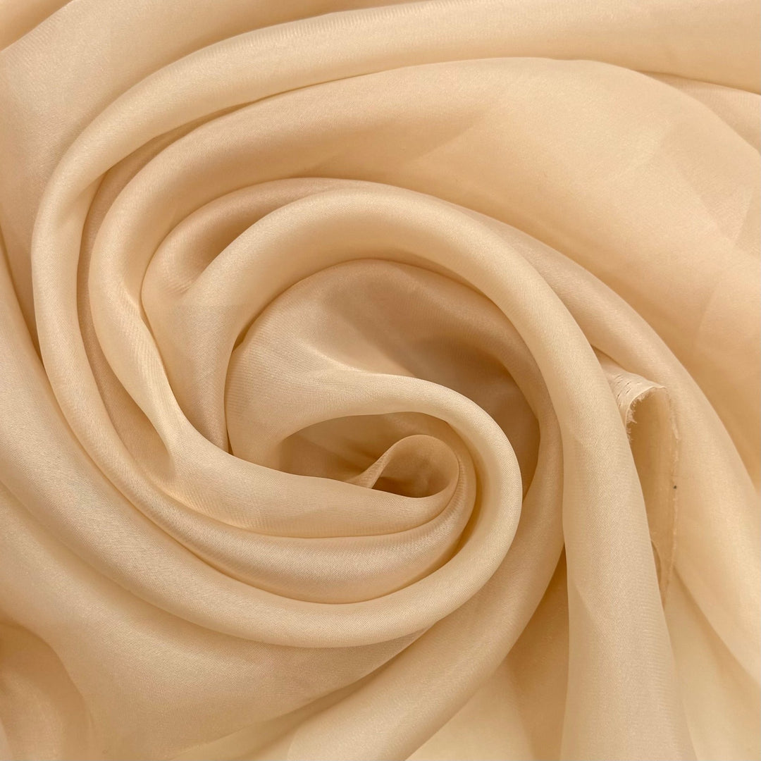 Pizza Jokes Are So Cheesy - Organza Polyester Blend Woven - Light Beige - 2.7M Bundle - True Deadstock fabric Fabric by private - Sustainable Textile | FABCYCLE