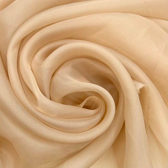 Pizza Jokes Are So Cheesy - Organza Polyester Blend Woven - Light Beige - 2.7M Bundle - True Deadstock fabric Fabric by private - Sustainable Textile | FABCYCLE