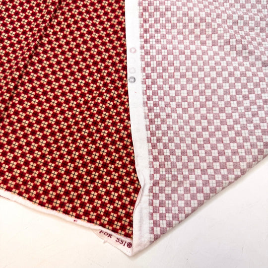Planning A Quilt - Brushed Flanelette Cotton Woven - Cream/Burgundy Geometric - 1M Bundle - True Deadstock fabric Fabric by private - Sustainable Textile | FABCYCLE