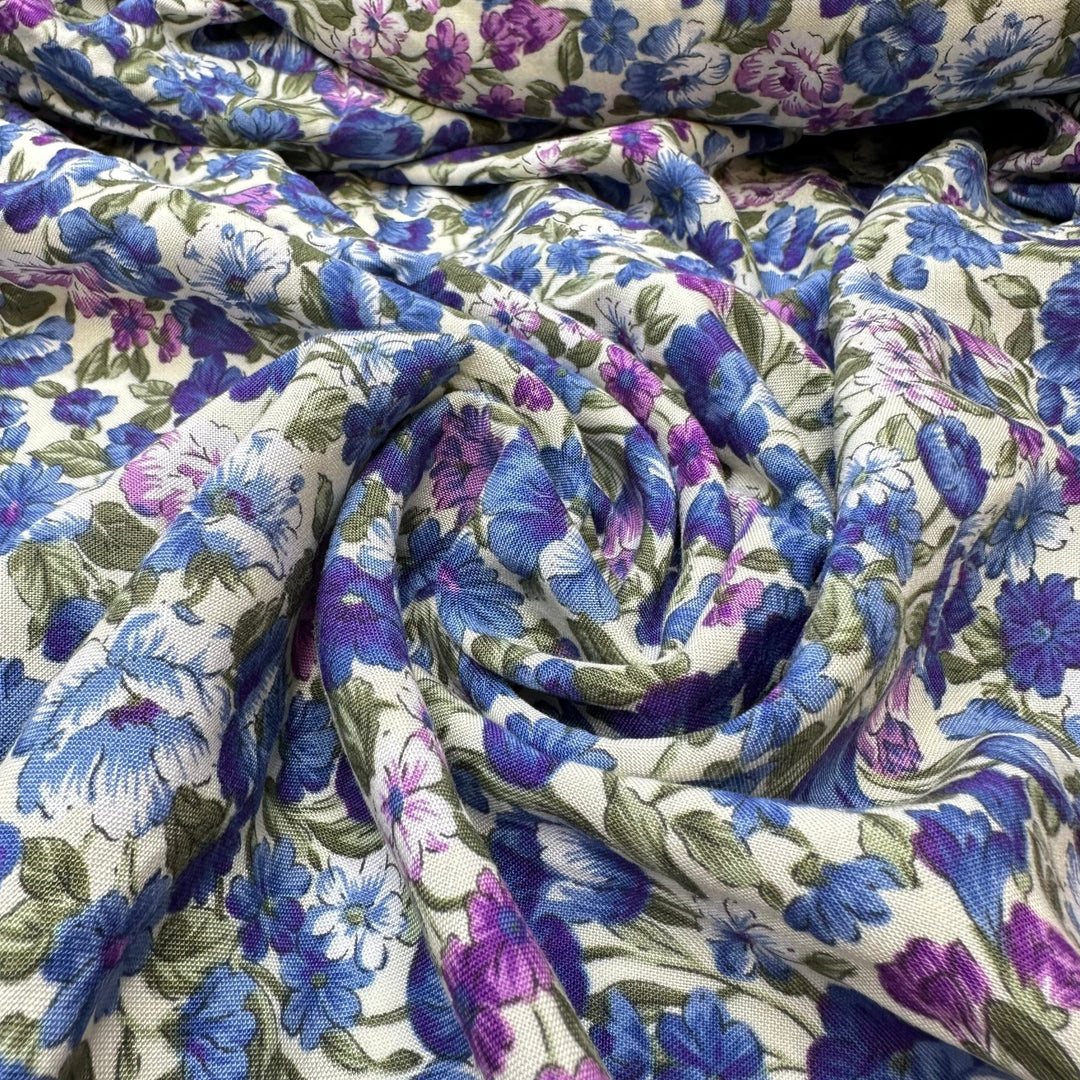 Planning A Spring Wedding - Cotton/Bamboo Woven - Blue Multi Floral - 3M Bundle - True Deadstock fabric Fabric by private - Sustainable Textile | FABCYCLE