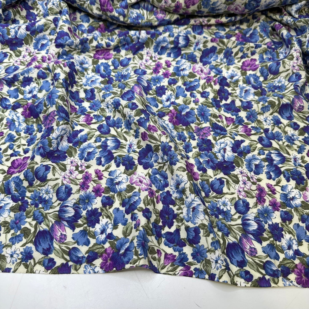 Planning A Spring Wedding - Cotton/Bamboo Woven - Blue Multi Floral - 3M Bundle - True Deadstock fabric Fabric by private - Sustainable Textile | FABCYCLE