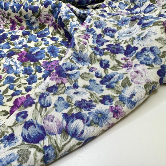 Planning A Spring Wedding - Cotton/Bamboo Woven - Blue Multi Floral - 3M Bundle - True Deadstock fabric Fabric by private - Sustainable Textile | FABCYCLE