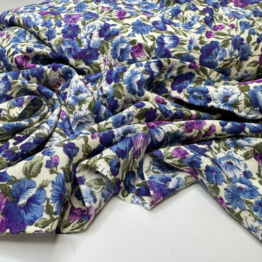 Planning A Spring Wedding - Cotton/Bamboo Woven - Blue Multi Floral - 3M Bundle - True Deadstock fabric Fabric by private - Sustainable Textile | FABCYCLE