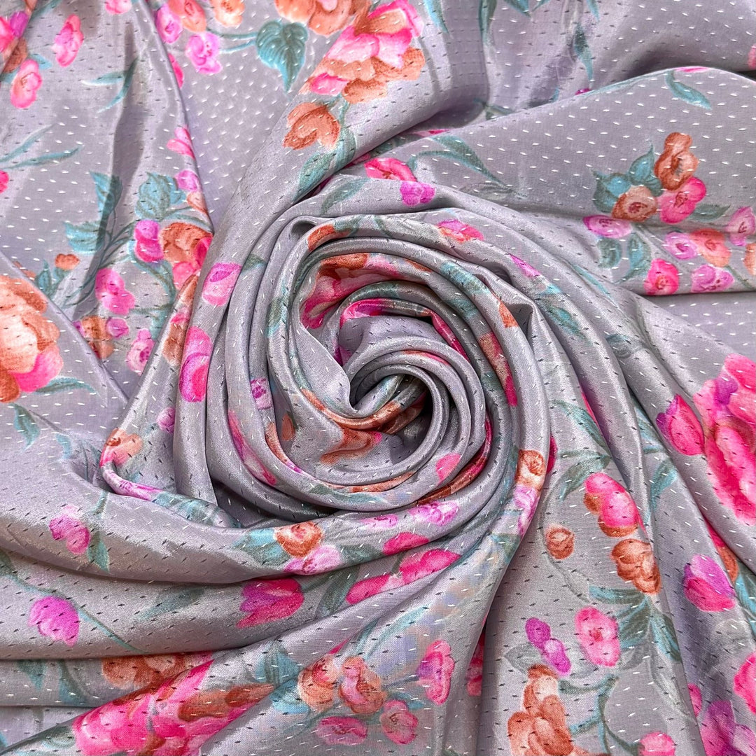 Planning Every Detail - Poly Woven - Light Grey Multi Floral - 2.8M Bundle - True Deadstock fabric Fabric by private - Sustainable Textile | FABCYCLE