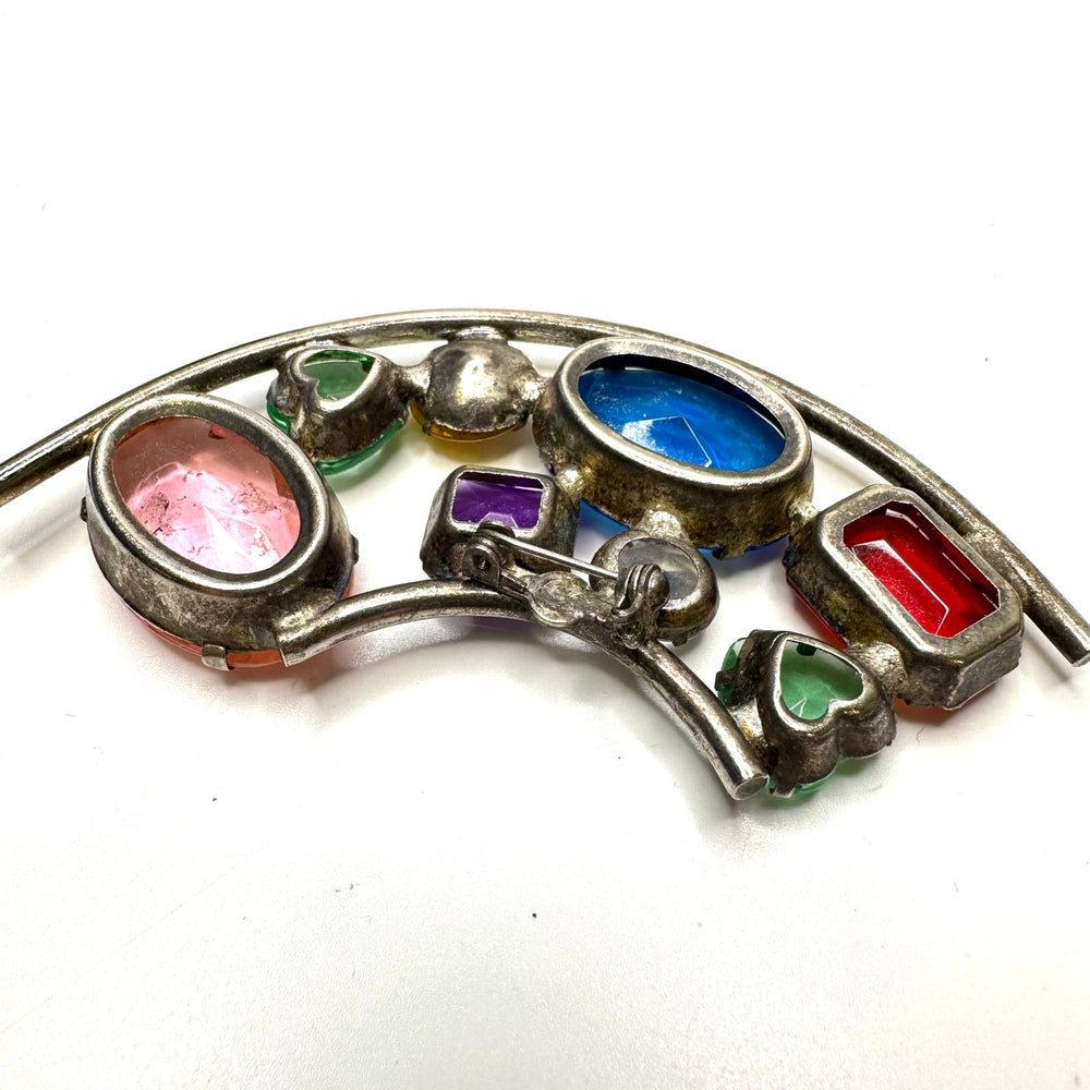 Plastic Gemstone Broach Costume Jewelry - Silver Multi - Individual - True Deadstock supplies Fabric by private - Sustainable Textile | FABCYCLE