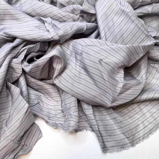 Platinum Pendant - Bemberg Lining Cotton Woven - Grey Pinstripe - 1.8M Bundle - True Deadstock fabric Fabric by private - Sustainable Textile | FABCYCLE