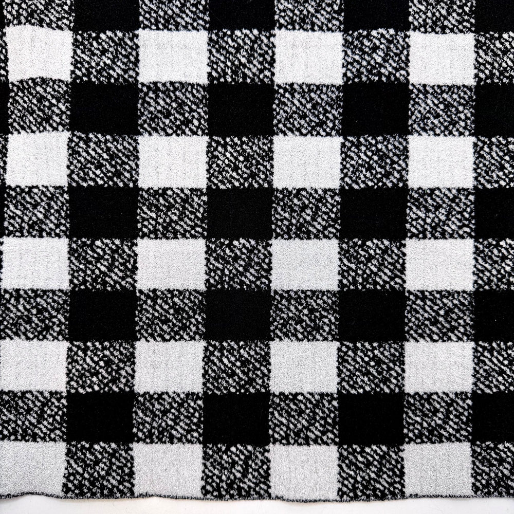 Pleasant Memories - Fleece Poly/Spandex Knit - Black/White Plaid - 2M Bundle - True Deadstock fabric Fabric by private - Sustainable Textile | FABCYCLE