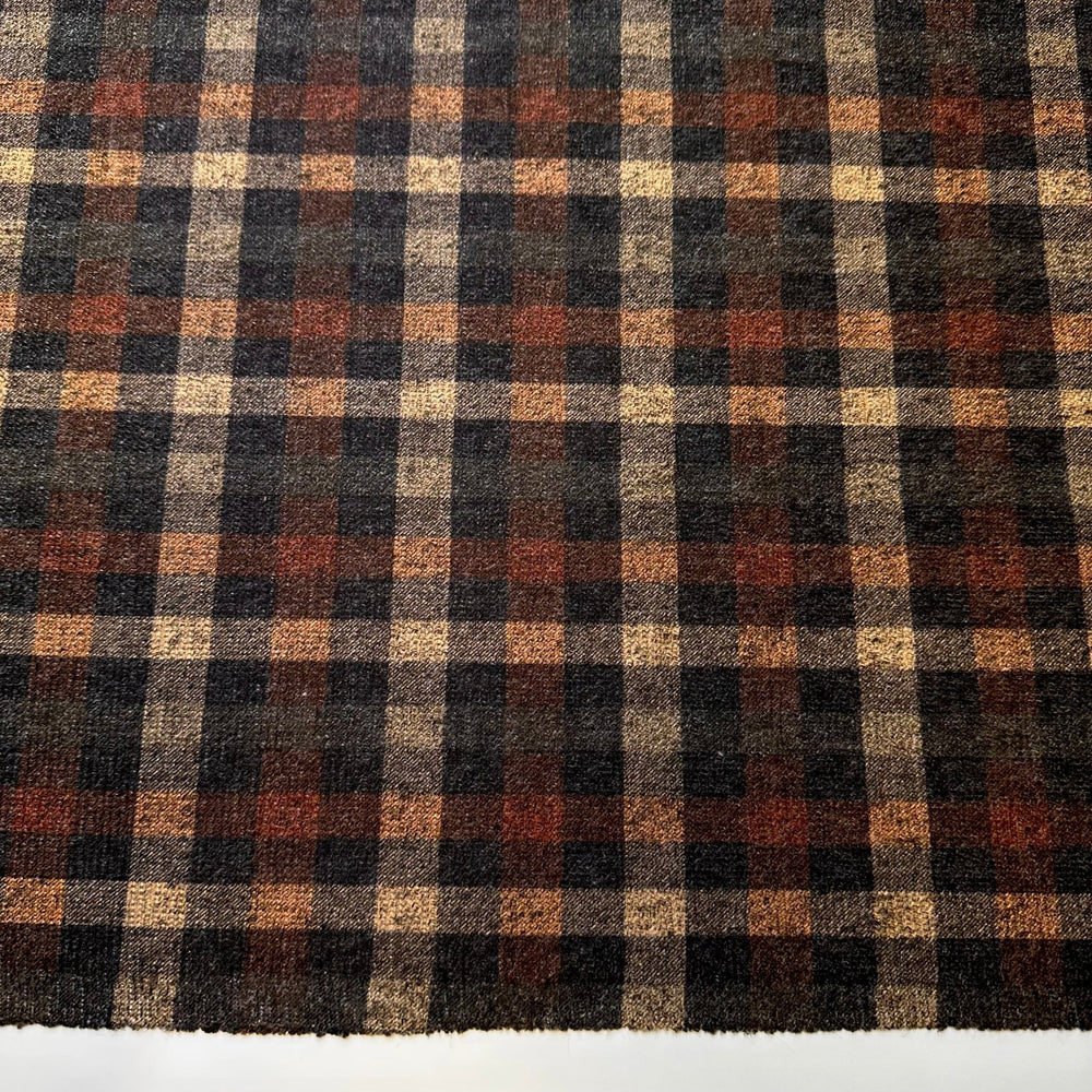 Pleated Plaid Pants - Polyester Blend Knit - Brown/Grey Plaid - Bundles - True Deadstock fabric Fabric by private - Sustainable Textile | FABCYCLE