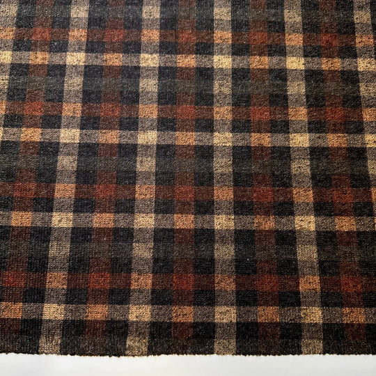 Pleated Plaid Pants - Polyester Blend Knit - Brown/Grey Plaid - Bundles - True Deadstock fabric Fabric by private - Sustainable Textile | FABCYCLE