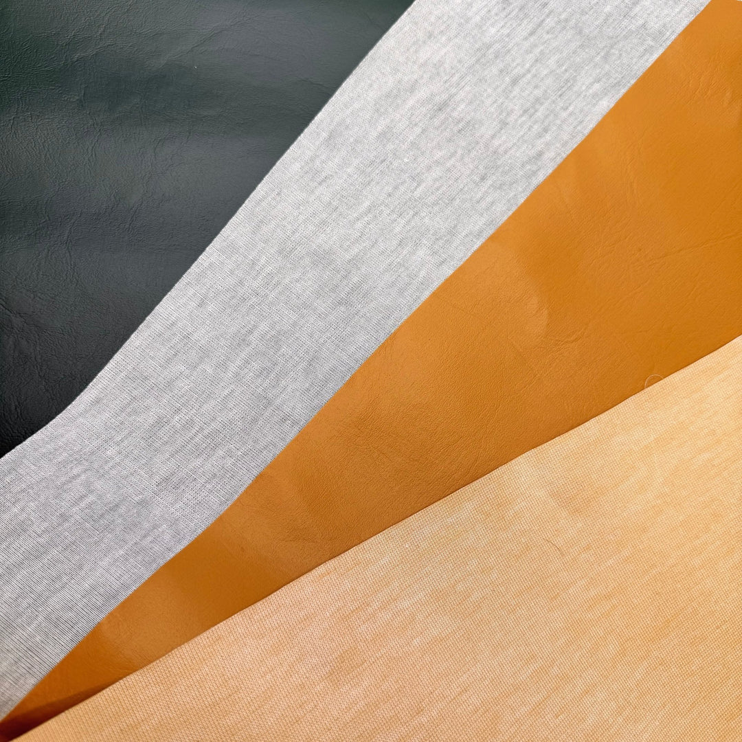 Pleather 2 Pack - Waterproof Pleather Polyester Backing PU Woven - Beige/Green - True Deadstock fabric Fabric by private - Sustainable Textile | FABCYCLE