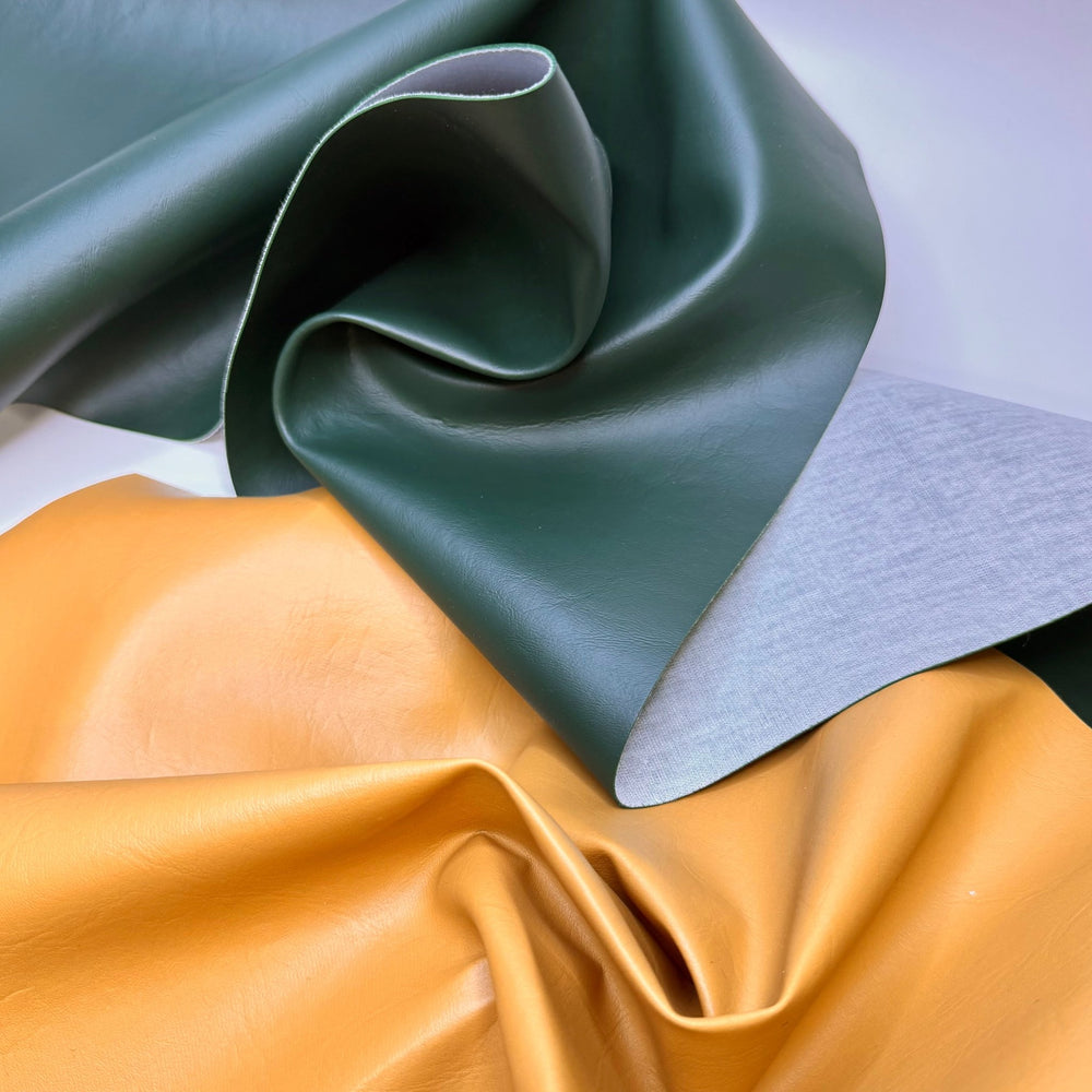 Pleather 2 Pack - Waterproof Pleather Polyester Backing PU Woven - Beige/Green - True Deadstock fabric Fabric by private - Sustainable Textile | FABCYCLE