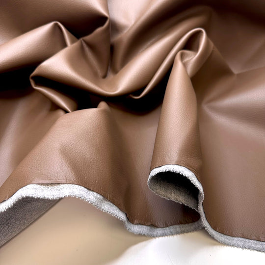 Pleather To Meet You - Waterproof Pleather Polyester Backing PU/Poly Woven - Brown - 1M Bundle - True Deadstock fabric Fabric by private - Sustainable Textile | FABCYCLE