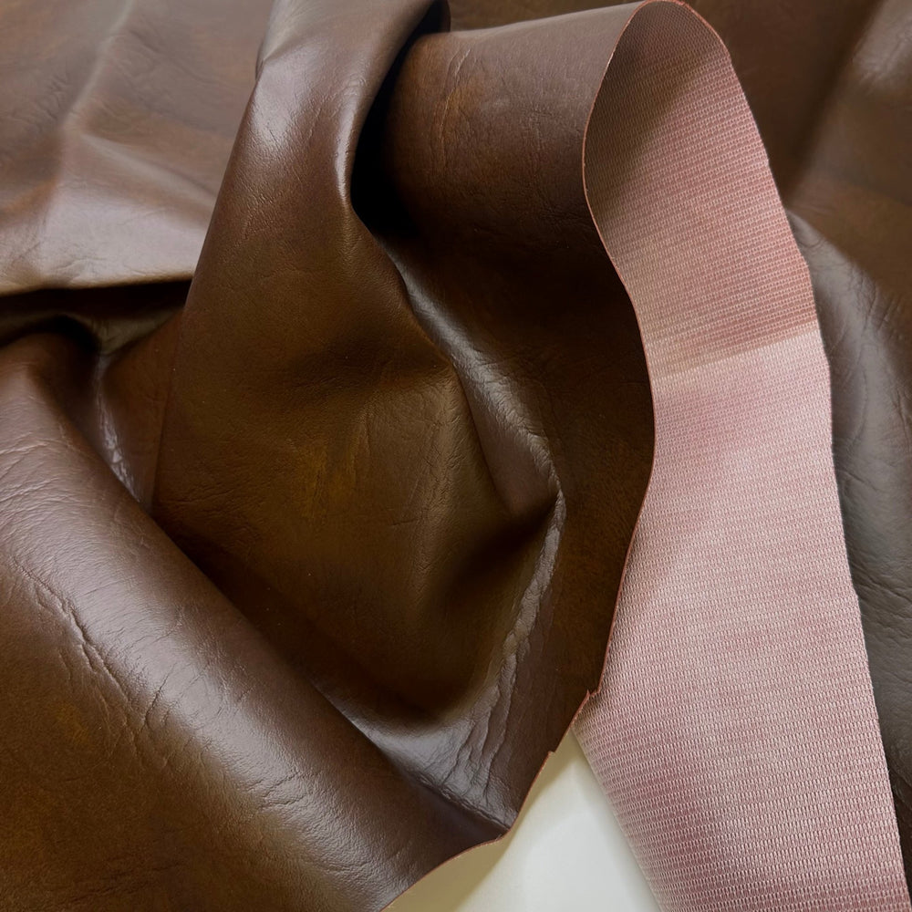 Pleather Weather - Waterproof Vinyl PVC Woven - Brown - 0.85M Bundle - True Deadstock fabric Fabric by private - Sustainable Textile | FABCYCLE
