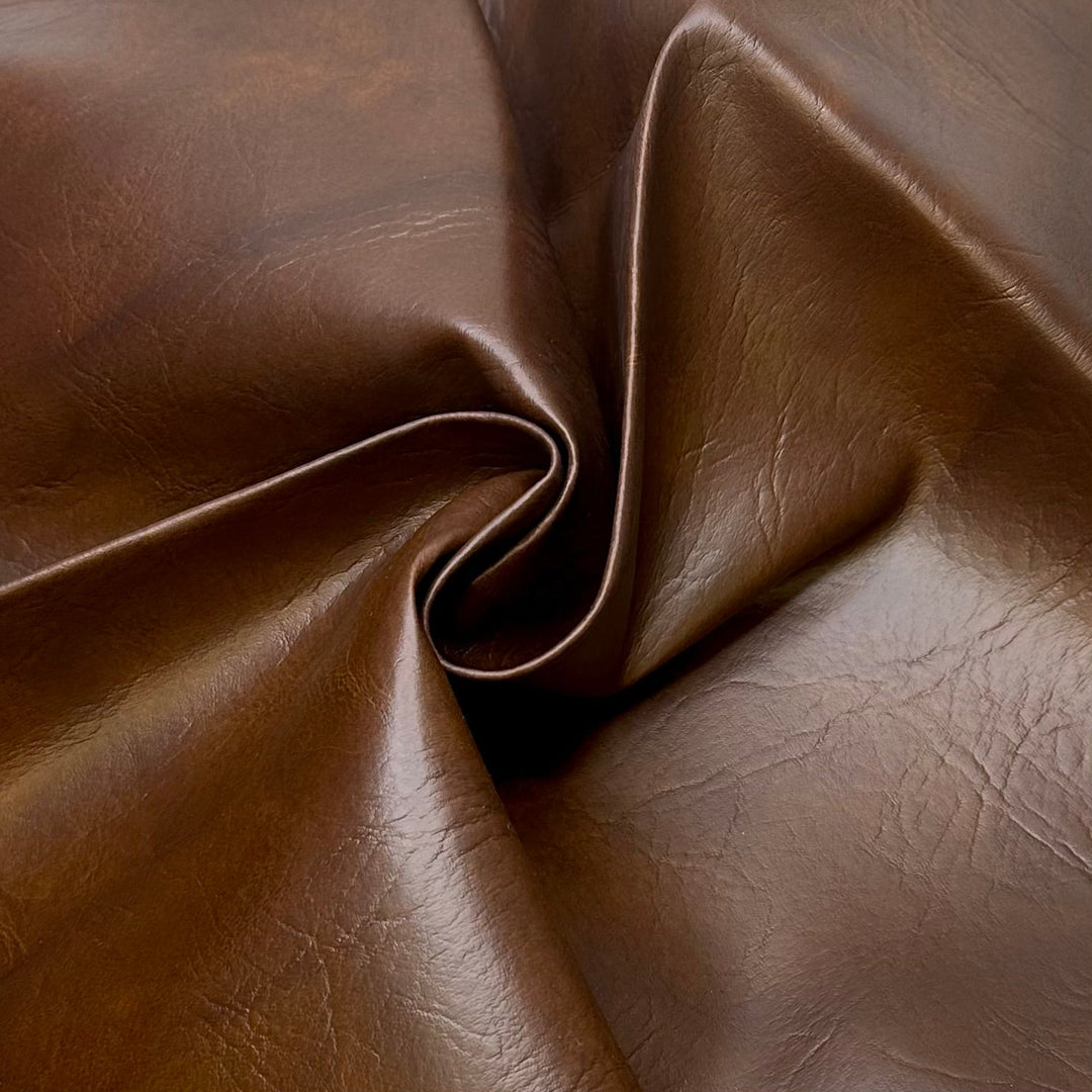 Pleather Weather - Waterproof Vinyl PVC Woven - Brown - 0.85M Bundle - True Deadstock fabric Fabric by private - Sustainable Textile | FABCYCLE