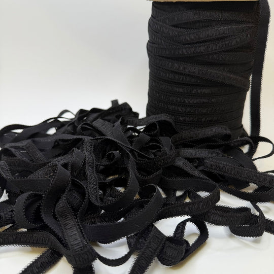 ½" Plush - Back Elastic - Black - 1M - True Deadstock supplies Fabric by private - Sustainable Textile | FABCYCLE