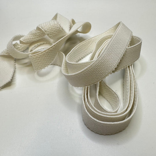 ⅝" Plush-Back Elastic - White/Ice Blue - 1.9M Bundle - True Deadstock supplies Fabric by private - Sustainable Textile | FABCYCLE