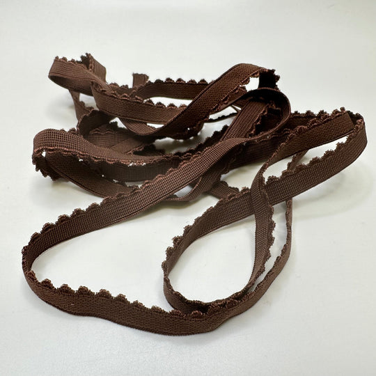 ⅜" Plush-Back Scalloped Edge Elastic - Brown - 1.9M Bundle - True Deadstock supplies Fabric by private - Sustainable Textile | FABCYCLE