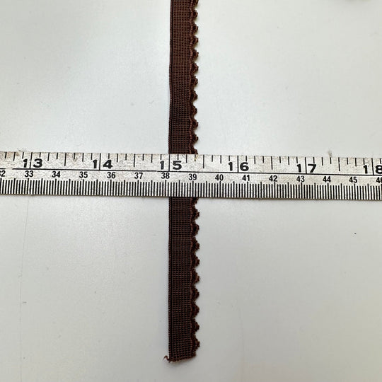 ⅜" Plush-Back Scalloped Edge Elastic - Brown - 1.9M Bundle - True Deadstock supplies Fabric by private - Sustainable Textile | FABCYCLE