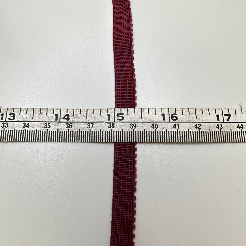 ⅜" Plush-Back Scalloped Edge Elastic - Burgundy - 1.8M Bundle - True Deadstock supplies Fabric by private - Sustainable Textile | FABCYCLE
