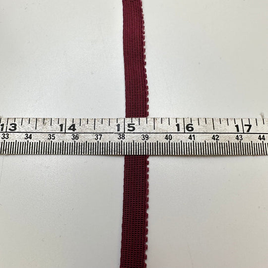 ⅜" Plush-Back Scalloped Edge Elastic - Burgundy - 1.8M Bundle - True Deadstock supplies Fabric by private - Sustainable Textile | FABCYCLE