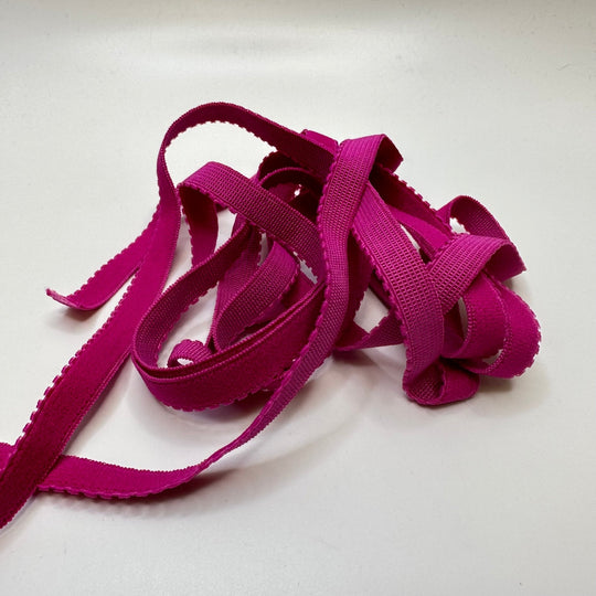 ⅜" Plush-Back Scalloped Edge Elastic - Dark Pink - 1.9M Bundle - True Deadstock supplies Fabric by private - Sustainable Textile | FABCYCLE